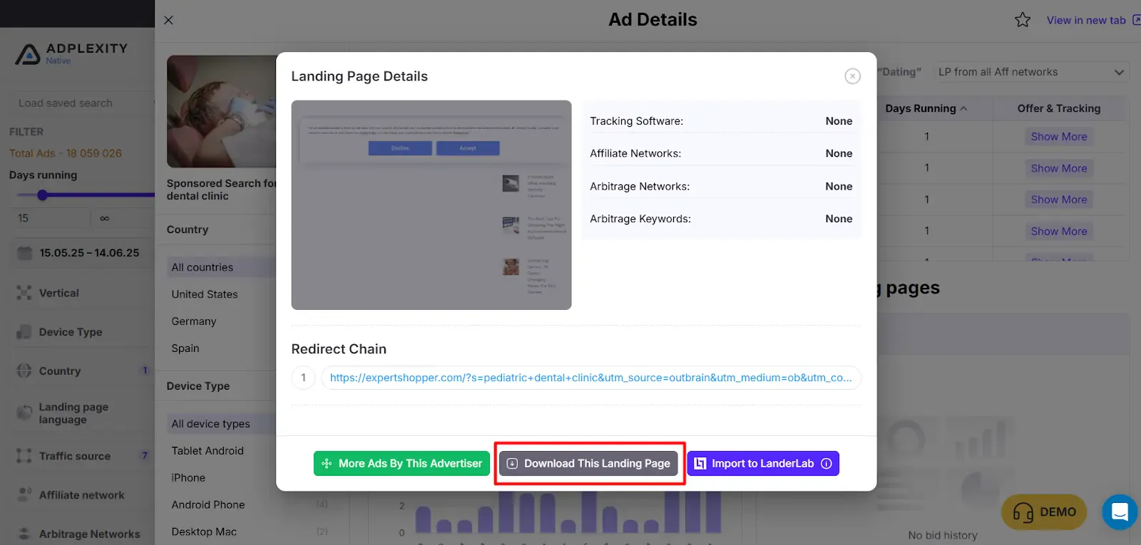 Download the Winning Landing Page Details